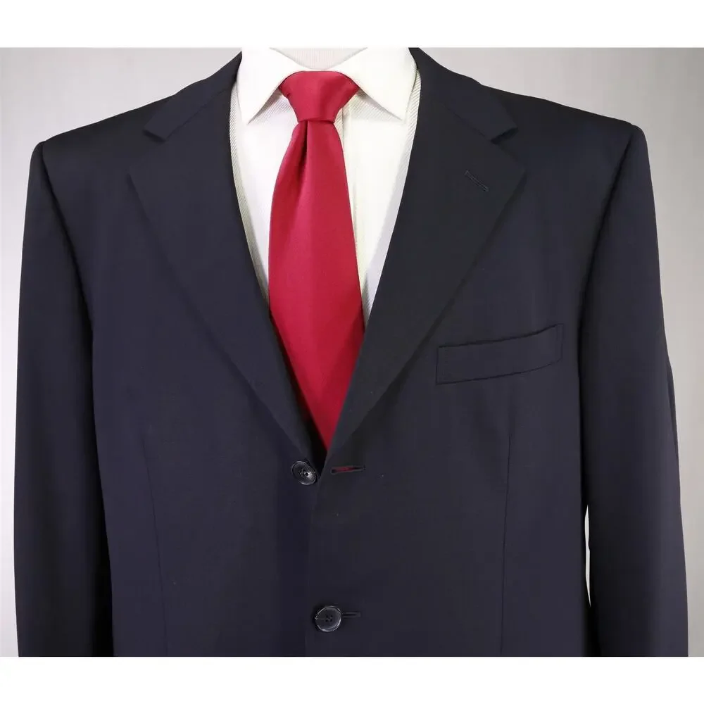 Ermenegildo Z Zegna Solid Navy Blue 3-Btn Wool Suit 44R